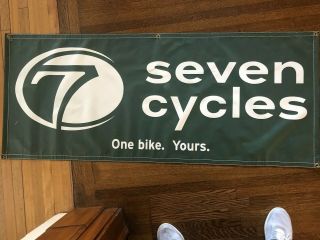 " 7 " Seven Cycles Banner 59.  5 " X 24.  5 " Dark Green “one Bike Yours”