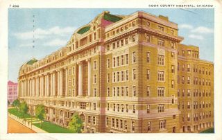 Postcard Il Chicago Cook County Hospital Exterior View Vtg Posted 1951 Pc Il01