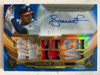 2019 Topps Triple Threads Andruw Jones Patch Jersey Auto Autograph 2/3 Sapphire