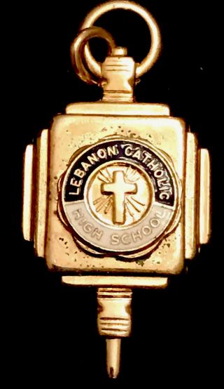 Vintage Lebanon Catholic High School Gold Tone Pendant