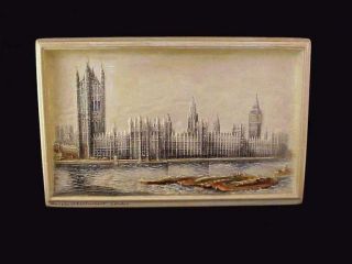 Vintage Bossons Ivorex Hand Painted Houses Of Parliament London 3d Wall Plaque
