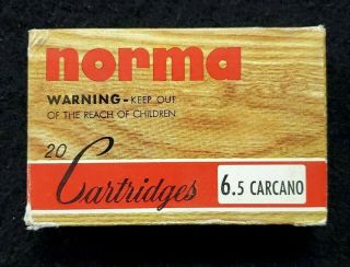 Norma 6.  5 Carcano 20rd Ammunition Box Empty Box Ammo Vintage Older Collector