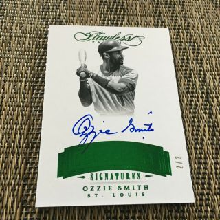 Ozzie Smith 2017 Panini Flawless Emerald Parallel Auto 2/3 St.  Louis Cardinals