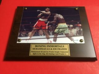 Muhammad Ali And Joe Frazier Signed 5x7 Photo On A Plaque W/coa