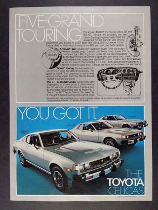 1977 Toyota Celica Gt Liftback Coupe & St Photo Vintage Print Ad