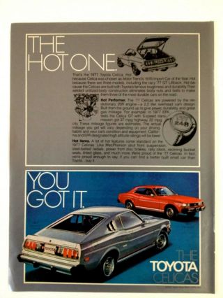 1977 Toyota Celica Vintage Print Ad