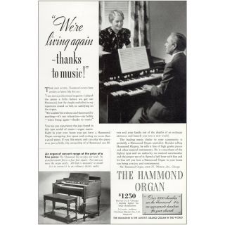1937 Hammond Organ: Living Again Thanks Ot Music Vintage Print Ad