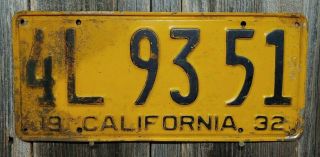 1932 California " Passenger " License Plate (unrestored)