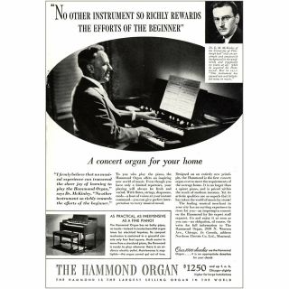 1937 Hammond Organ: Mckinley University Of Pittsburgh Vintage Print Ad