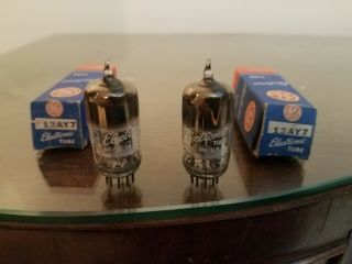 1960 Nos Nib Matched Pair Ge 12ay7 6072 Audio Tube Black Plate D Getter Tv7 Test