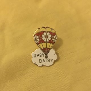 Vintage Upsy Daisy Hot Air Balloon Enamel Lapel Pin Badge 1980s