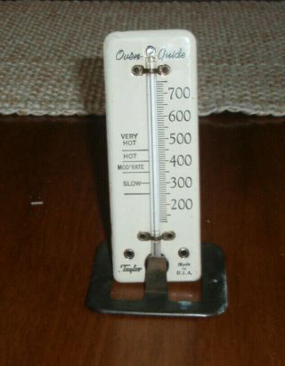 Vintage Porcelain Enamel Oven Guide Thermometer Taylor Rochester York Old