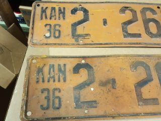 Set Of 2 1936 Kansas License Tags Plates Sedgwick County 3