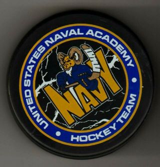 United States Naval Academy Ram Bill The Goat Usna Navy Hockey Puck Cracked Ice
