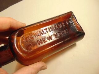 Vintage Brown Glass Bottle " The Maltine Mfg Co York "
