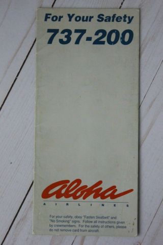 Aloha Airlines Boeing 737 - 200 Safety Card - 1992