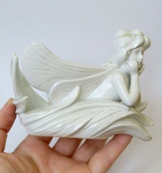 Vintage Fitz Floyd Porcelain Fairy Girl Figurine Bowl Ring Tray