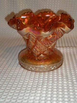 Vtg Marigold Hopstar Imperial Carnival Glass Punch Bowl Base,  Vase