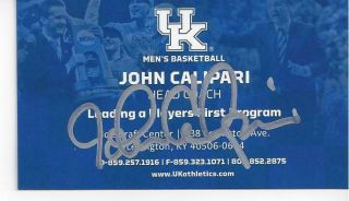 University Of Kentucky Head Basketball Coach John Calipari Signed Business Card