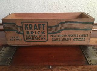 Vintage Kraft Brick American Pasteurized Process Cheese Wood Box Chicago