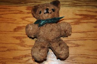 Vintage Well Loved Teddy Bear With Button Eyes 8 Inches Long Growler Non