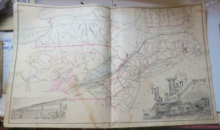 C.  1875 Hand Colord Map Of South Mountain & Boston Railroad,  Canals,  Coal