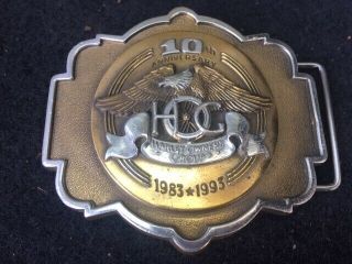 Harley Davidson Belt Buckle 1993 10th Anniversary Hog Owners Group 3389