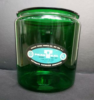 Vntg Green Glass Canister For Vaporizer Humidifier Prak - T - Kal Depression Glass