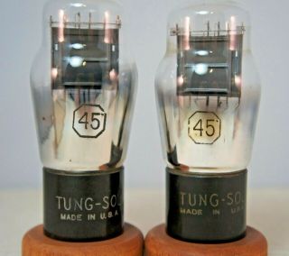 Pair Tung Sol 45 Tubes,  Black Plate,  Vt45 Military,  Test Very Strong Guaranteed