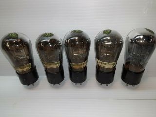 Sylvania Sx 201 - A Tubes,  Set Of Five (5),  Green Leaf,  Test Strong,  01 - A Tube