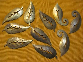 Vtg Pierced Stem Pretty Leaves Vintage Brass Findings Stampings 1.  75 "