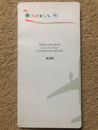 Mea Middle Eastern Airlines Airbus A330 Series Safety Card May 2017
