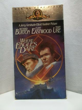 Where Eagles Dare Vhs 1986 Mgm Release Vintage Clint Eastwood