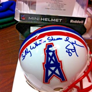 Billy White Shoes Johnson Autographed Houston Oilers Mini Riddell Helmet Tristar