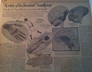 Aug 9,  1914 Newspaper Page J5910 - Mystery Of The Baseball " Southpaw "
