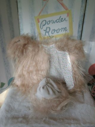 Vintage Fur Doll Coat And Hat Cream/beige For Antique French - German Dolls