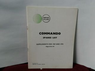 Norton Commando Motorcycle Spares List Supplement For 1969 And 1970