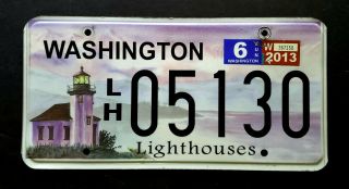 Washington " Lighthouse - Beach - Ocean " Wa Specialty Graphic License Plate