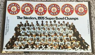 Pittsburgh Steelers 1975 Team Photo Iron City Beer Aluminum Can Flat