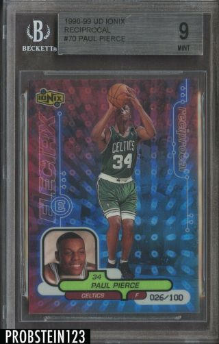 1998 - 99 Upper Deck Ionix Reciprocal Paul Pierce Celtics Rc Rookie 26/100 Bgs 9