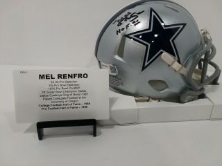 Mel Renfro Hof 96 Autographed Dallas Cowboys Mini Football Helmet - Trystar