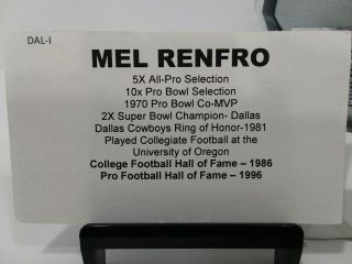 Mel Renfro HOF 96 Autographed Dallas Cowboys Mini Football Helmet - Trystar 3