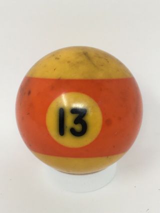 Vintage Bakelite Billiard Pool Ball 13 Replacement 56.  9mm 2.  24 " Orange Stripe