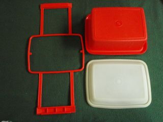 Tupperware Pak N Carry Lunch Box 1254 Paprika Red Orange Vintage 2
