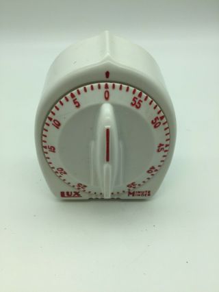 Vintage Lux Minute Minder Rocket Dial White W/red Numbers