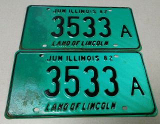 1982 Illinois Truck License Plate Pair