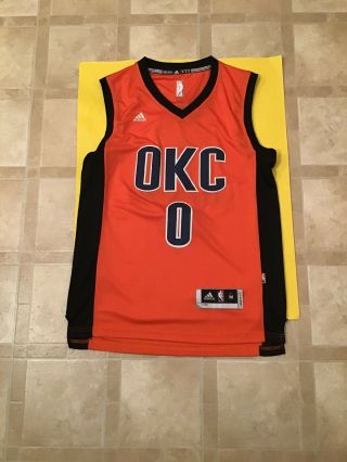 NBA Russell Westbrook Oklahoma City Thunder Orange Jersey Adidas Medium M 0 2