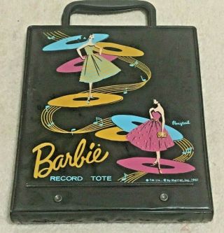 Vintage 1961 Mattel Barbie Black Record Tote Vinyl 45 
