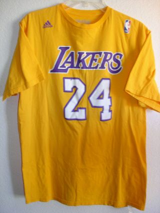 Mens Large Adidas Nba Los Angeles Lakers Gold Kobe Bryant 24 Jersey T - Shirt - Exc