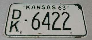 1963 Kansas Passenger Car License Plate Dickinson County